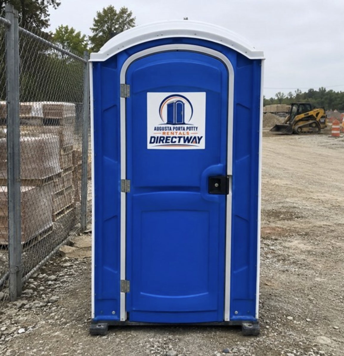 Blue porta potty rental at construction site Augusta GA
